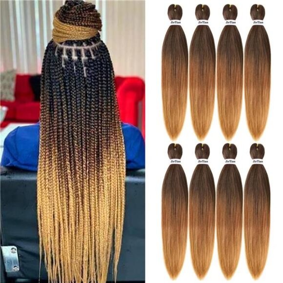Liang Dian Pre Stretched Braiding Hair Ombre 30 Inch 8 Packs Synthetic Crochet - Picture 1 of 7